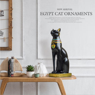 Resin Bastet Cat Crafts Egyptian Cat Figurine Animal Sculpture Home Office Desktop Decoration Gift