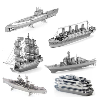 3D DIY Submarine Pirate Ship Metal Model Puzzle Jigsaw Toys Titanic Black Pearl May Flower Star Ferry Assemble Model Puzzle Toy