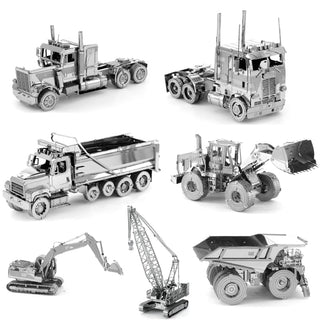 Mini 3D Metal Jigsaw Puzzle Construction Vehicle Series Model Assemble Toys DIY truck Bulldozer excavator Model Toys for Kids
