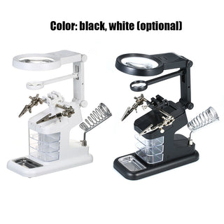LED 3X 4.5X 25X Magnifier Bench Vise Table Clamp Soldering Helping Hand Soldering Station Flexible Arms Third Hand Tool