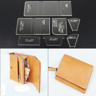 1 Set DIY Folded Small Leather Wallet Acrylic Template Leather Craft Sewing Pattern Accessories 11*8.5*1.5mm