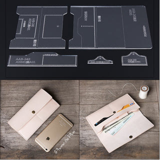Acrylic Stencil Laser Cut Template DIY Leather Handmade Craft handbag card bag phone bagSewing Pattern 200x95x20mm