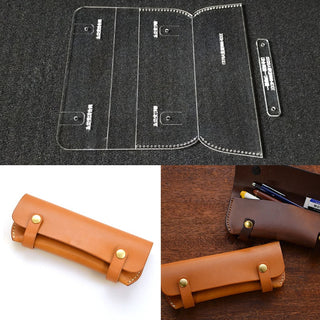 Acrylic Stencil 1 Set Leather Template Handwork Leathercraft Sewing Pattern Tools Accessory Pencil box pencil case 19.7*7*2cm