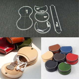 Acrylic Stencil Leather Template Home  Leathercraft Sewing Pattern Tools Accessory Earphone line bag Mini coin bag 8.5*8.5*4cm