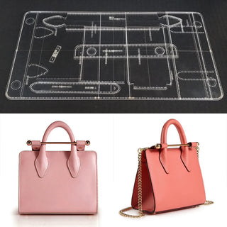 1Set Leather Craft Acrylic Shoulder Bag Handbag Pattern Templates Stencils Sewing pattern Leathercraft Tool Set 29x23x10cm