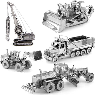 3D DIY Metal Puzzle Stereoscopic Mini Construction Vehicle Series Model Assemble Toys Bulldozer Excavator Jigsaw Puzzle Kid Toys