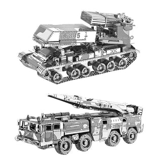 2pc set Nanyuan 3D Metal Puzzle DF-11 Missile Carrier and 122mm Multi-barrel Rcoket Launcher model DIY Jigsaw puzzle toys gift