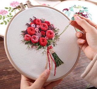 DIY kit Set Flowers Ribbon Embroidery