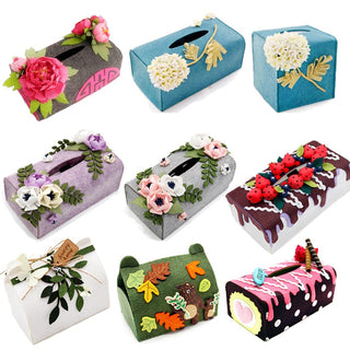 DIY Kit Felt Flowers Animal Cloth Tissue Case Box