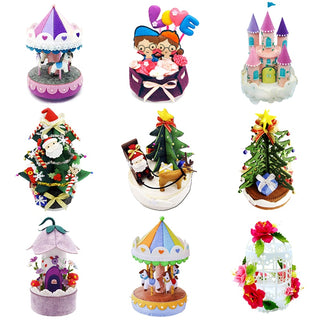 DIY Kit Christmas  Felt Music Box - Flower Castle Carousel