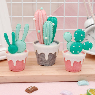DIY Kit Felt Succulents Cactus Plant Potted Decoration