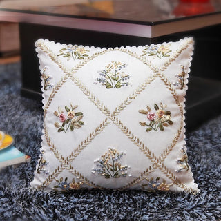 DIY Kit Embroidery Flower Ribbon pillow cover