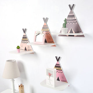 Minimalist Style Geometric Wooden Teepee Wall Shelf Nursery Bedroom Decor