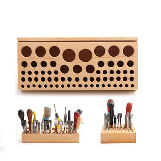 46/68 holes Wooden Leathercraft Tools Rack Stand Leather Craft Stamping Punching Tools Holder Organizer