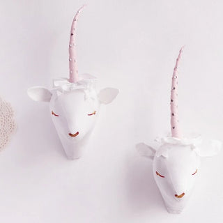 Cute Fabric 3d Sheep Deer Unicorn Wall Art Decorations Animals Head White Reindeer
