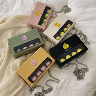 Mini PU square shoulder bag - chick pig