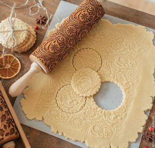 Christmas Valentines Embossing Rolling Pin Cookies Biscuit Fondant - Reindeer Snowflake Rose