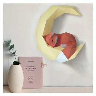 INS DIY Nordic3D Fox moon wall decoration hanging pieces simple girl living room paper art photography baby decoration room kids