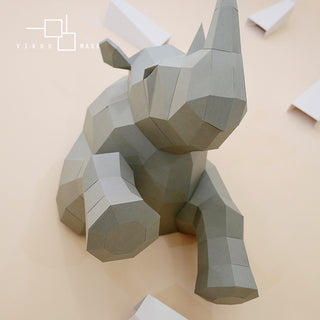 DIY Industrial loft creative home model rhino three-dimensional wall stereo device hand-diy paper art home decoration accessories