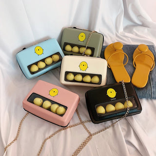 Mini PU square shoulder bag - chick