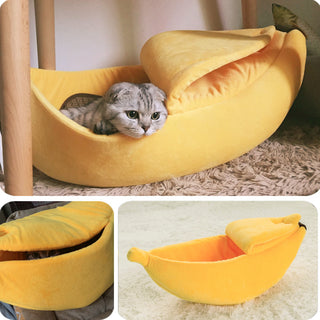 Banana Cat Bed House Cozy Cute Banana Puppy Beds for Cats & Kittens