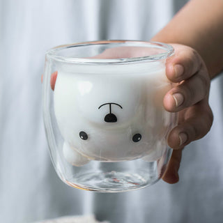 Creative Bear Coffee Mug Cute Animal Double Glass Coffee Cup