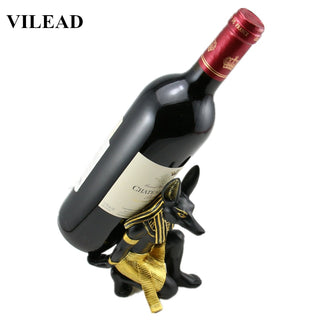 VILEAD 7'' Resin Anubis God Wine Rack Figurines Egypt Dog God Miniatures Statue for Vintage Home Decor Creative Crafts Gifts