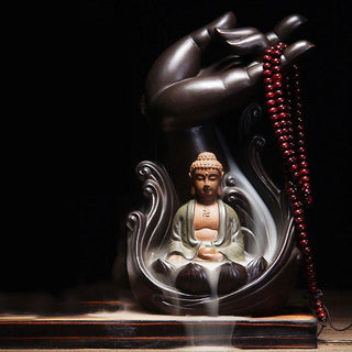 Ganesha Backflow Incense Burner Ceramic Smoke Waterfall Incense Burner Holder Aromatherapy Guanyin  Buddha Censer Buddhist Decoration